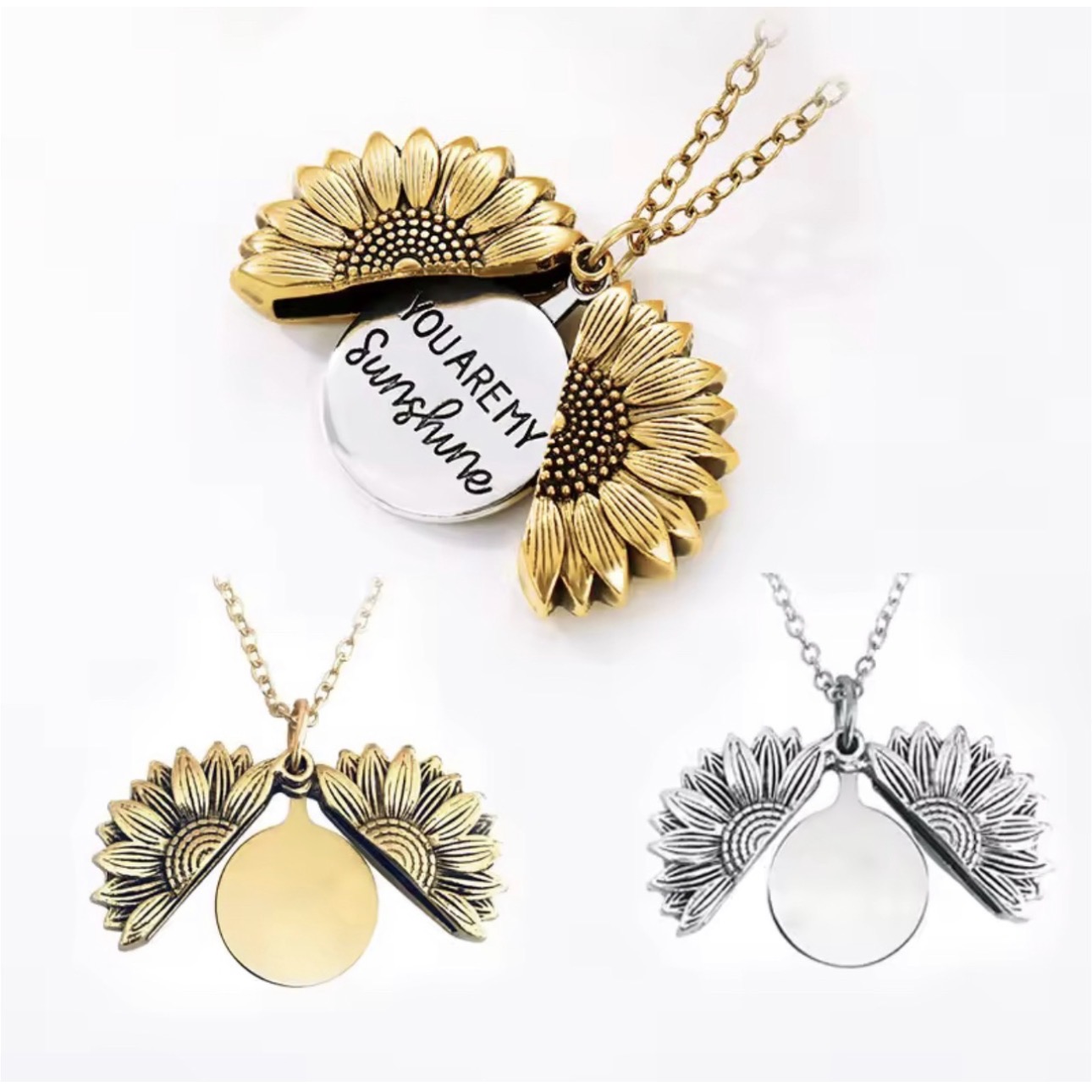 Collier pendentif tournesol